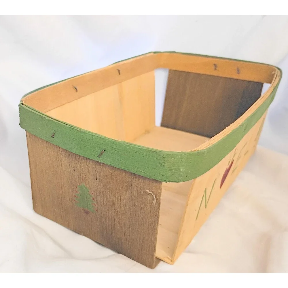 Vintage Wooden NOEL Christmas Basket